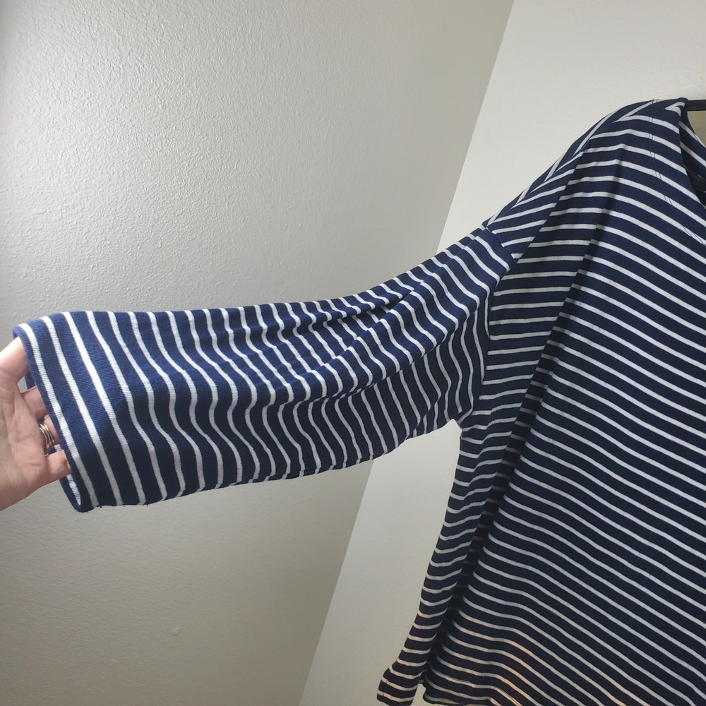 GAP Navy & White Stripe Boatneck Oversize Tunic Cotton Top Long Sleeve Shirt XXL - Picture 8 of 12